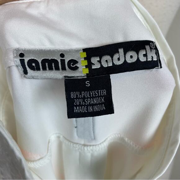 Jamie Sadock White Peach Lace Sleeveless Quarter Zip Top Small - Picture 6 of 6